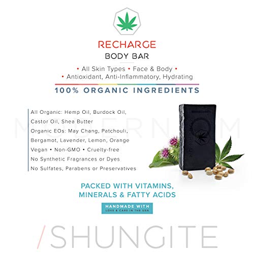 Modern ?M Shungite Recharge Bar Soap | Vegan, Non-GMO Soap for All Skin Types Face and Body | Made In U.S.A (1 Count (Pack of 1) Beauty & Personal Care Modern OM