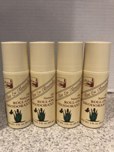 Alvera All Natural Roll-On Deodorant Aloe & Almonds - 3 Fl Oz, 4 pack Beauty and Personal Care Alvera
