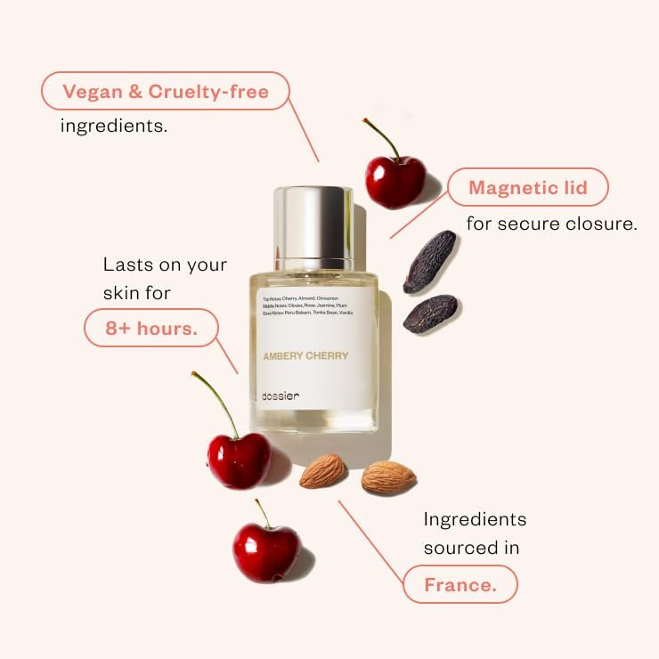 Dossier - Eau de Parfum - Ambery Cherry - Inspired by T.Ford Lost Cherry - Perfume Luxury - Pure Infused - Paraben Free - Vegan - For Women Men Unisex Beauty & Personal Care Dossier