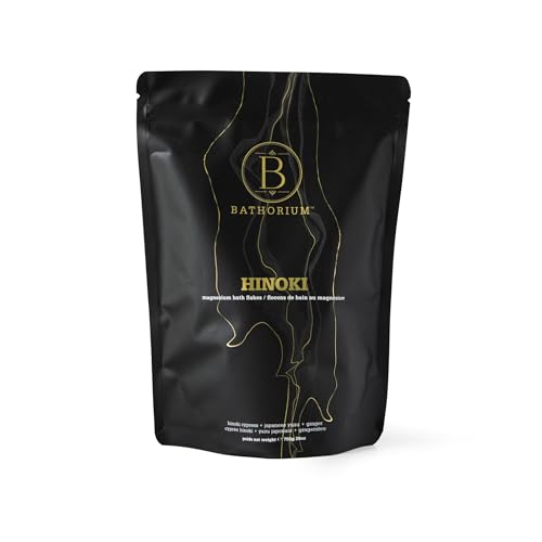 Bathorium Hinoki Mineral Magnesium Chloride Bath Flake, Relaxing Bath Soak with Japanese Hinoki, Detoxifying, pH Balanced for Women, Good Beauty and Personal Care Bathorium