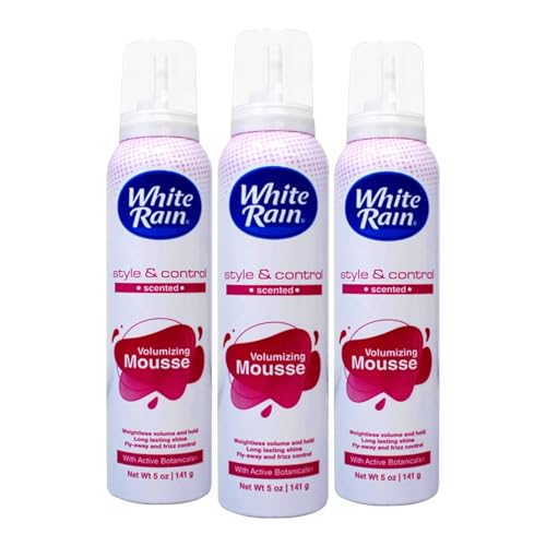 White Rain Volumizing Mousse for Hair Volume - 3 Pack 5 oz Each, Lightweight Styling Volume Hair Mousse for Women, Frizz Control & Root Lift, Fresh Beauty & Personal Care White Rain