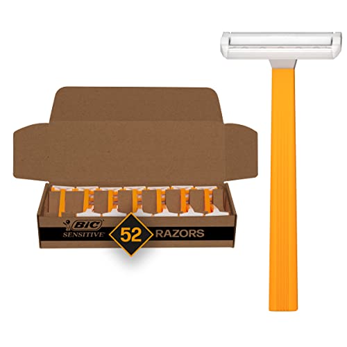 BIC Sensitive Men’s Disposable 1-Blade Razors, Smooth Shave for Dorm and Daily Grooming, 52-Pack Beauty and Personal Care BIC