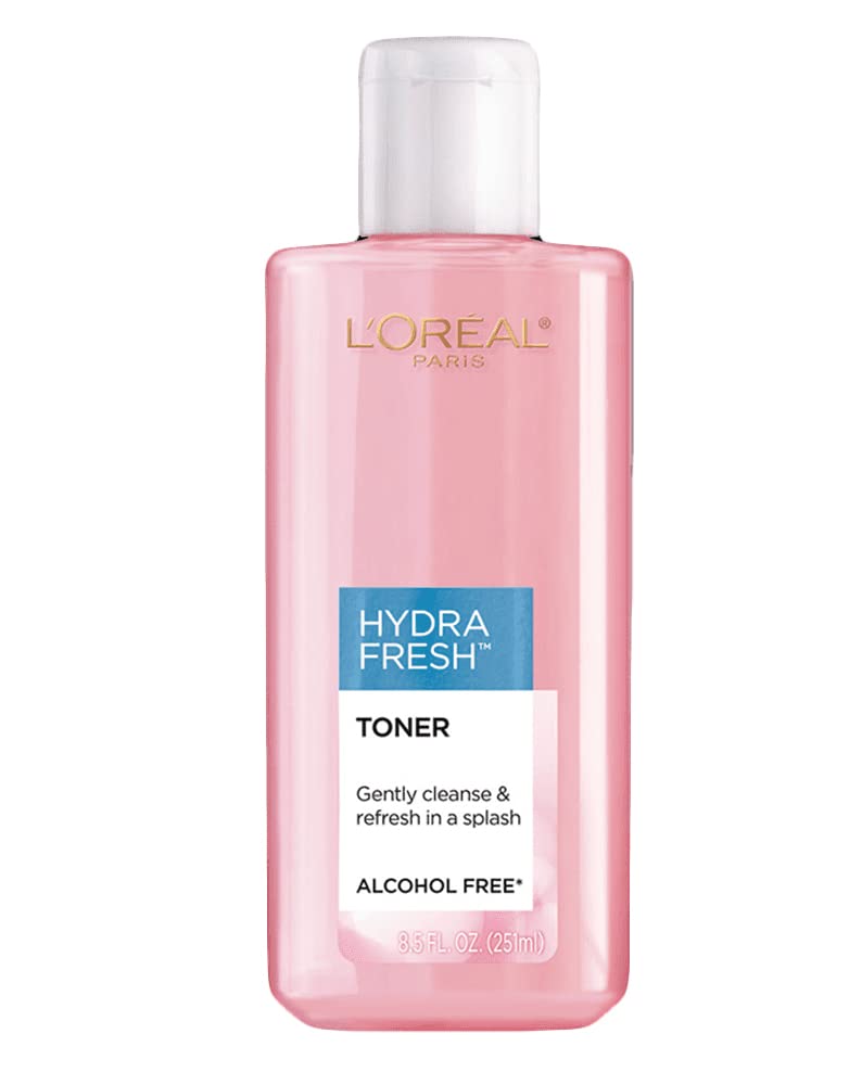 L'Oreal Paris Skincare HydraFresh Toner, Alcohol Free Toner with Pro-Vitamin B5 for Face, 8.5 fl. oz., Packaging May Vary