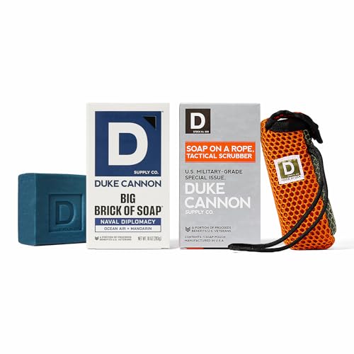 Duke Cannon Naval Diplomacy Big Brick of Soap + Tactical Soap on a Rope Pouch - For Men, Natural Ingredients, Long-Lasting, Fresh Masculine Scent, 10 Beauty & Personal Care Duke Cannon Supply Co.