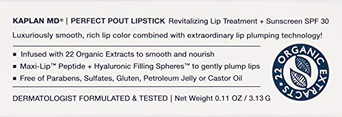 KAPLAN MD Perfect Pout Lipstick, Revitalizing Treatment + SPF 30 Sunscreen, 0.11 oz Beauty & Personal Care KAPLAN MD