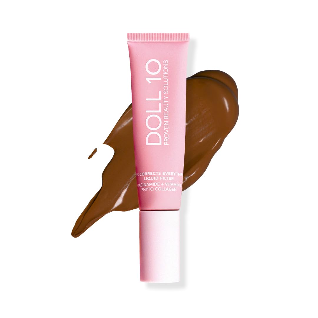 DOLL 10 TCE Liquid Filter - CC Cream - Liquid Foundation - Lightweight Tinted Moisturizer & Skin Tint - Blurs Pores & Fine Lines - Vegan - Clean