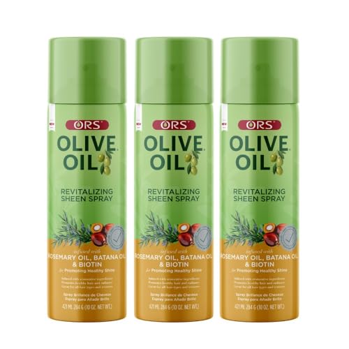 ORS Olive Oil Revitalizing Sheen Spray with Rosemary, Batana & Biotin Oil 10 Ounces (Pack of 3)