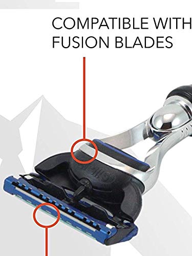 G.B.S 4 Piece Shaving Set, 5 Blade Cartridge Compatible Black Handle Razor, Black Shaving Brush Synthetic, Shave Razor and Brush Stand, Sandalwood Beauty and Personal Care G.B.S