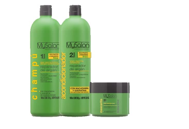 Mysalon Professional Argan and Keratine Repairing Shampoo, Conditioner and Mask Kit Beauty & Personal Care MySalon