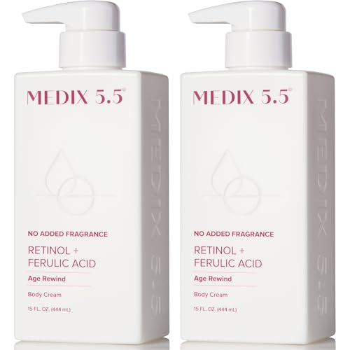 MEDIX Fragrance Free Retinol Face Moisturizer & Body Lotion Crepey Skin Care Treatment | Anti Aging Firming Retinol Cream For Face Targets Loose Crepe Beauty & Personal Care Medix 5.5