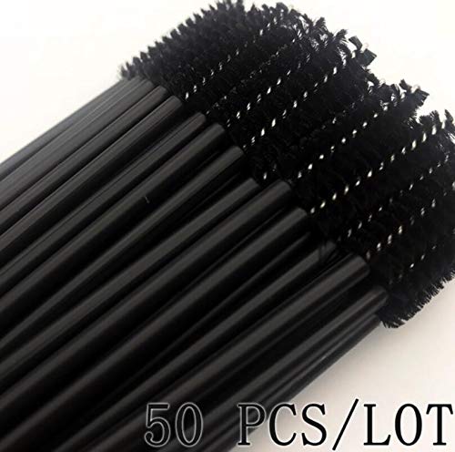 50 Pcs Eyelash Brushes Makeups Brushes Disposable Mascara Wands Applicator Eye lashes Cosmetic Brush Maquiagem Makeup Tool (black)