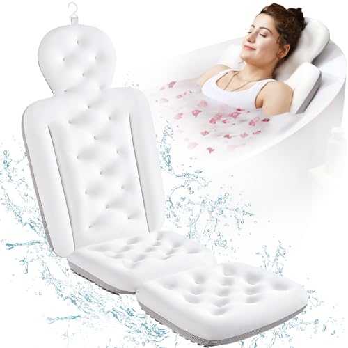 Full Body Bath Pillow for Bathtub, Thick Bathtub Cushion, Luxury Tub Pillow for Bath for Headrest Neck and Back Support White 51" x 16" Beauty and Personal Care VOXOR