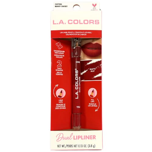 LA Colors Matte Red Dual Lipliner - Berry Sweet, Lipliner Pencil with sharpener, 0.13 oz Beauty & Personal Care L.A. COLORS