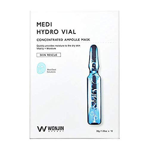 Effect Medi Hydro Vial Mask, Concentrated Ampoule Mask, Deep Hydration with Hyaluronic Acid Korean Beauty Mask Sheets(10 sheets x 1.05 oz) Beauty & Personal Care Wonjin Effect