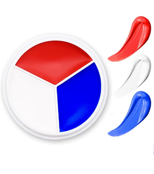 Red White Blue Face Body Paint - USA American Flag 3 Colors Makeup Face Painting Palette for America's Patriotic Events 4th of July, Independence Day Beauty & Personal Care GCCL