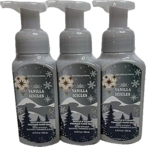 Bath and Body Works Vanilla Icicles Gentle & Clean Foaming Hand Soap Pack of 3 Beauty & Personal Care Bath & Body Works