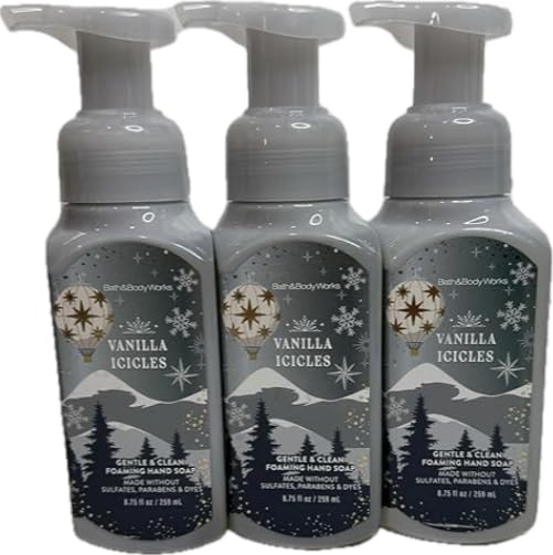 Bath and Body Works Vanilla Icicles Gentle & Clean Foaming Hand Soap Pack of 3 Beauty & Personal Care Bath & Body Works