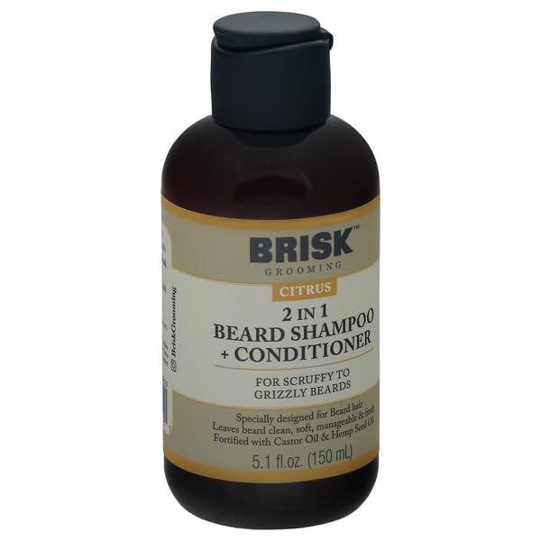 Brisk Grooming, 2 In 1 Beard Shampoo + Conditioner Citrus, 5.1 Ounce Beauty and Personal Care Brisk