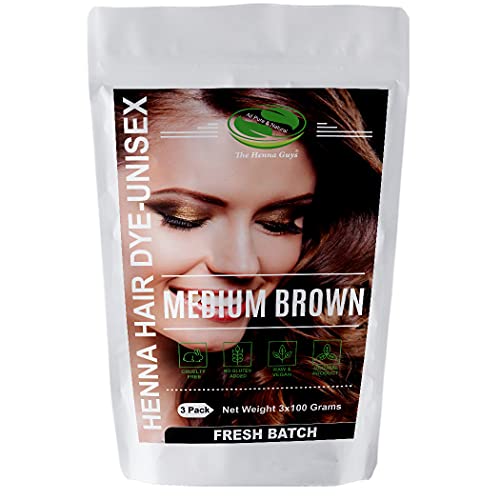 3 Packs Of Medium Brown Henna Hair & Beard Color/Dye 100 Grams - Natural Hair Color, Plant-based Hair Dye - The Henna Guys Beauty & Personal Care The Henna Guys