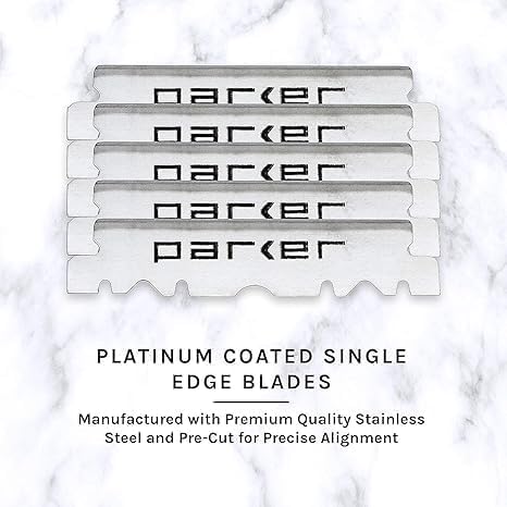 Parker SRB Straight Edge Barber Razor - Stainless Steel Blade Arm & Resin Handle - Uses Half Double Edge Razor Blades - Includes 5 Pre-Cut Blades Beauty and Personal Care Parker Safety Razor