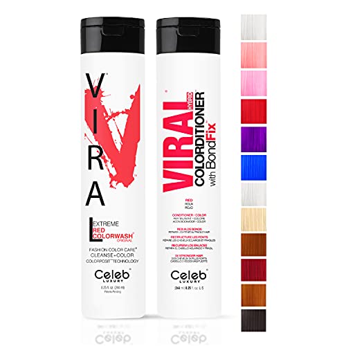 Celeb Luxury Viral Duo Color Depositing Colorwash Shampoo & Conditioner Set + Bondfix Bond Rebuilder, Semi Permanent Hair Color, Vegan Hair Dye Beauty & Personal Care Celeb Luxury