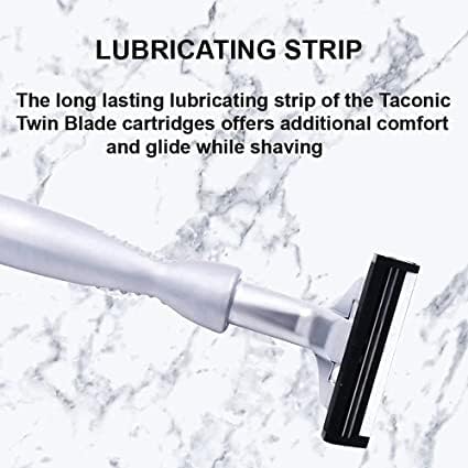 Taconic All?Metal Heavyweight Chrome Razor - Gillette® Atra-Compatible Twin Blade Handle with 10 Pivot Plus Personna Blades, Ergonomic Grip, Durable Beauty and Personal Care Taconic Shave
