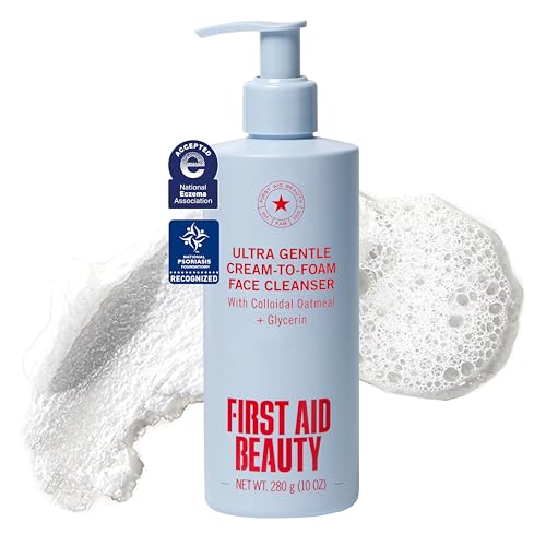 First Aid Beauty Ultra Gentle Cream-to-Foam Facial Cleanser, Fragrance Free Makeup Removing Face Wash with Colloidal Oatmeal & Glycerin, Sensitive Beauty and Personal Care First Aid Beauty Default Title