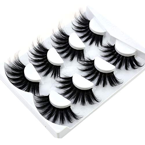 HBZGTLAD NEW 4 Pairs 3D Mink Hair False Eyelashes Criss-cross Wispy Cross Fluffy length 25mm Lashes Extension Handmade Eye Makeup Tools (MDR-4)