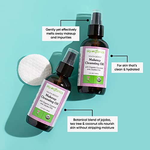 Sky Organics Youth Boost Makeup Cleansing Oil for Face USDA Certified Organic to Cleanse, Moisturize & Nourish, 4 fl. Oz Beauty & Personal Care Sky Organics
