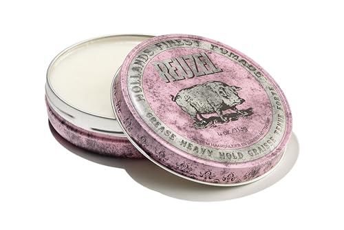 REUZEL Pink Grease Pomade, Strong All Day Hold, Oil-Based Styling Wax, Medium Shine, Easy To Wash Out, For All Hair Types Beauty & Personal Care REUZEL