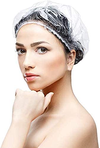 Disposable Shower Caps, 200PCS Disposable Clear Plastic Waterproof Hair Shower Caps for Women, Spa, Processing caps for hair Home Use, Hotel and Hair Beauty and Personal Care HLEC
