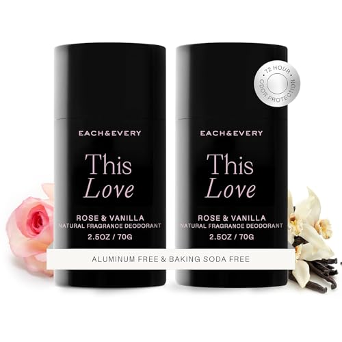 Each & Every Aluminum Free Deodorant for Women & Men, Rose & Vanilla - All Natural Deodorant for Sensitive Skin, EWG Verified - Clean, Baking Beauty & Personal Care Each & Every