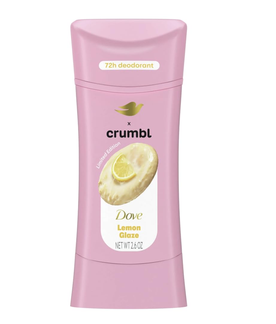 Dove x Crumbl 1 Pack Deodorant Stick Crumbl Lemon Glaze Aluminum Free, 2.6 oz Beauty and Personal Care Dove