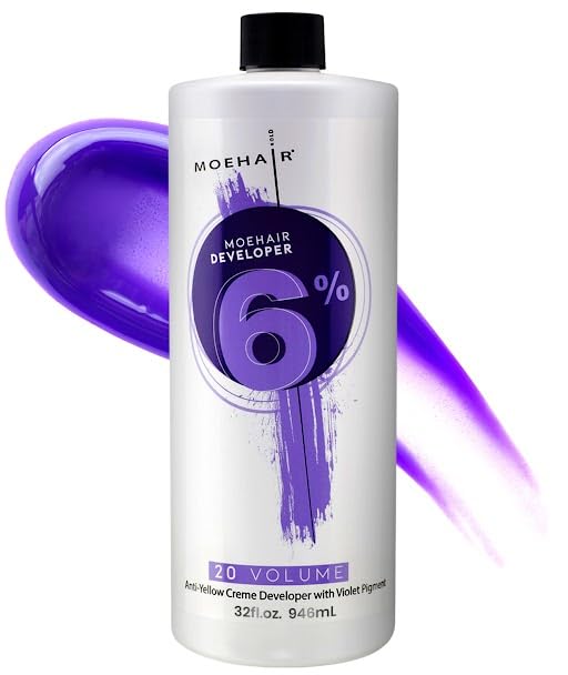 MOEHAIR Hair Color Developer 6% Hydrogen Peroxide | 20 Volume Cream Developer for Hair Coloring and Bleaching | Advanced Anti-Yellow Action | Beauty & Personal Care MOEHAIR