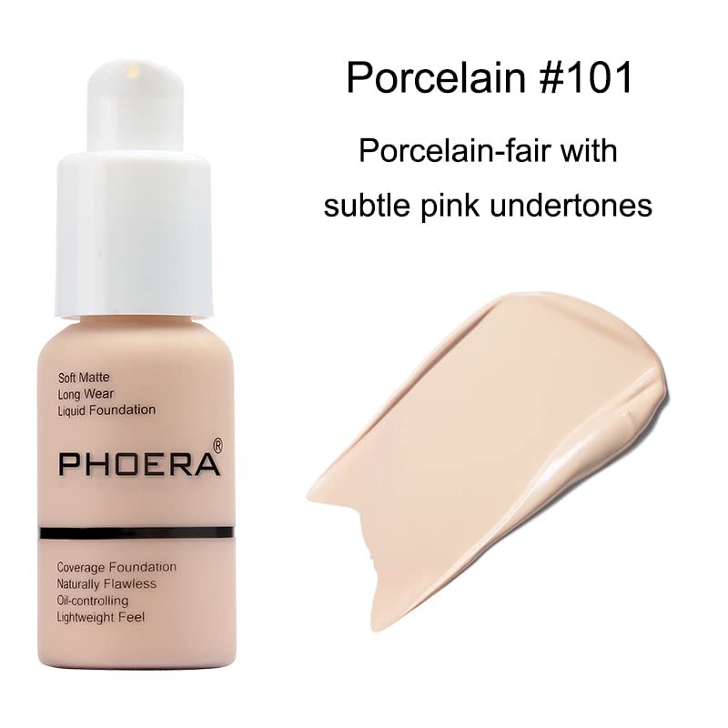 ABRUS PHOERA Full Coverage Foundation, Soft Matte, Oil Control Concealer, Foundation Makeup Flawless Cream Smooth Long Lasting 24HR Waterproof Beauty & Personal Care ABRUS