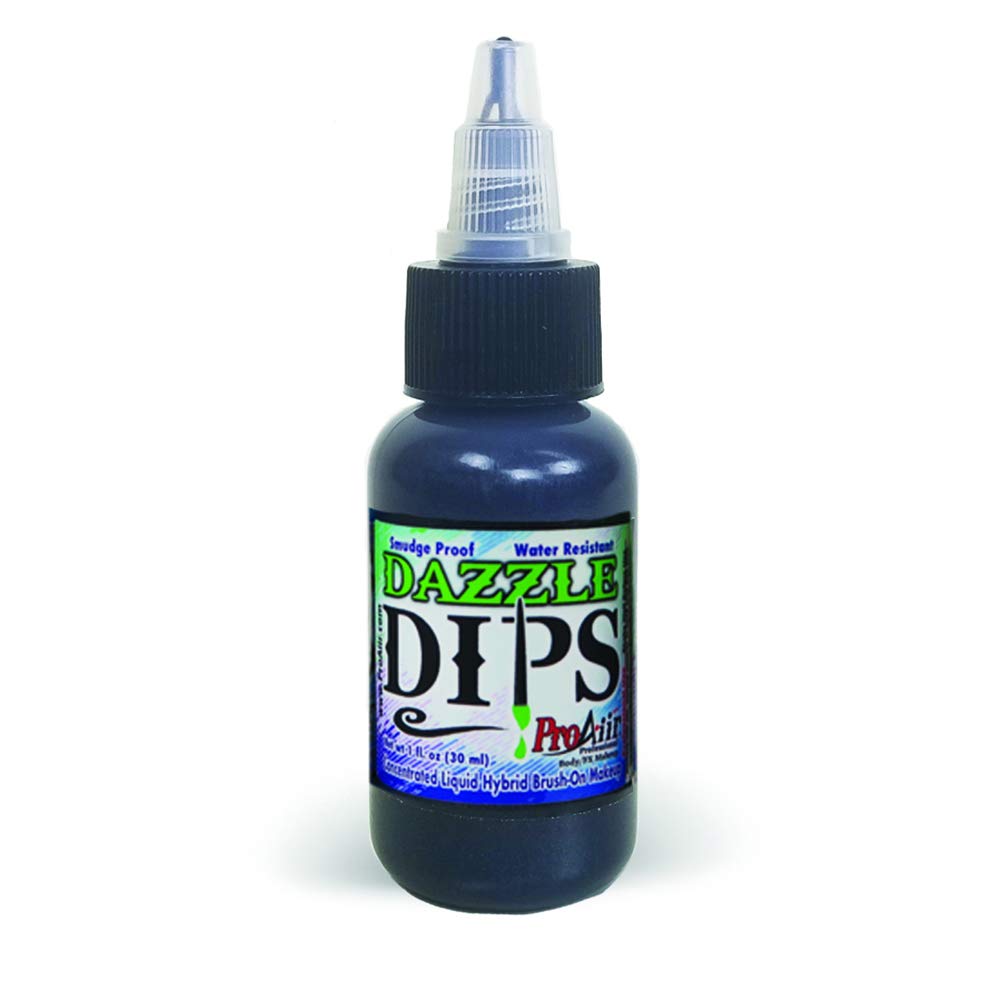 Face Painting Makeup - ProAiir Waterproof Brush On Dazzle DIPS - 1 oz (30ml) Black Beauty & Personal Care ShowOffs Body Art