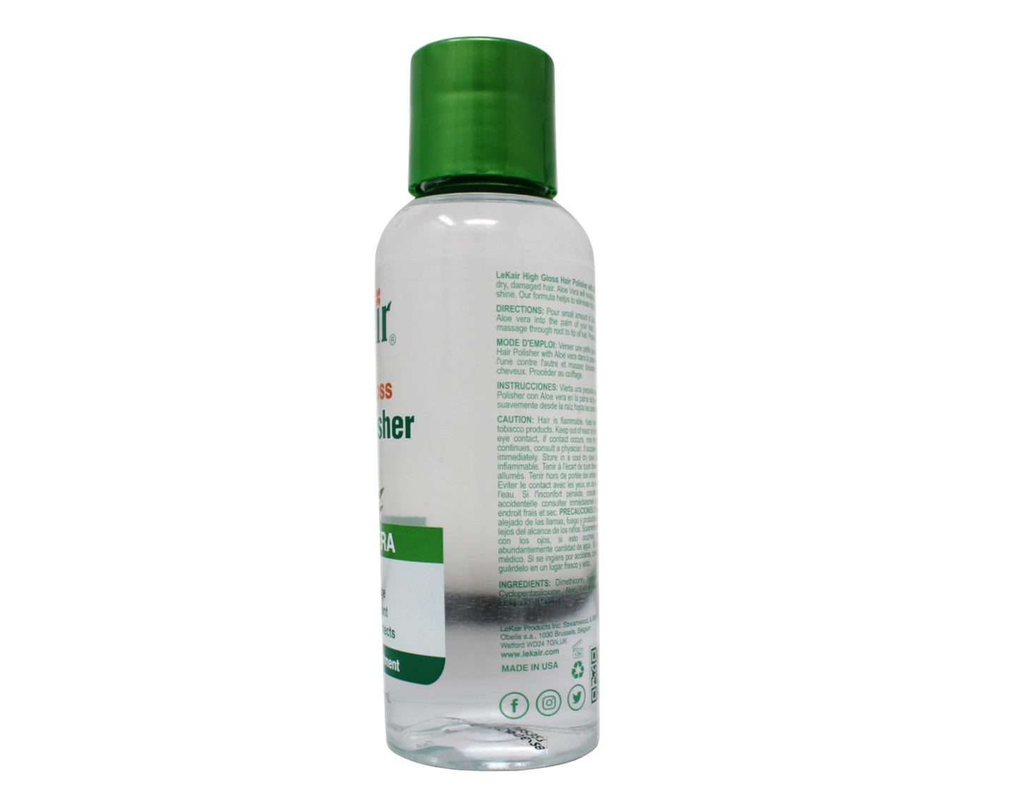 Le Kair High Gloss Hair Polisher with Aloe Vera, Anti Frizz, Anti Breakage, Heat Protectant, Smooths & Protects Daily Hair Treatment 4 fl. Oz - 2 Pack Beauty & Personal Care Le Kair