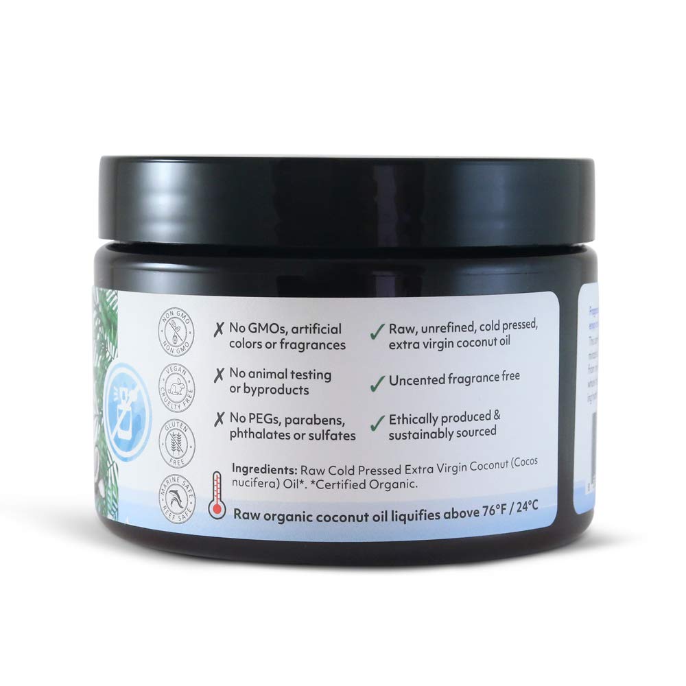 Organic Fiji Cold Pressed Coconut Oil Extra Virgin, Fragrance-Free for Hair, Skin, Face & Body Natural Moisturizer & Massage Oil for Women, Men & Baby Beauty & Personal Care Organic Fiji