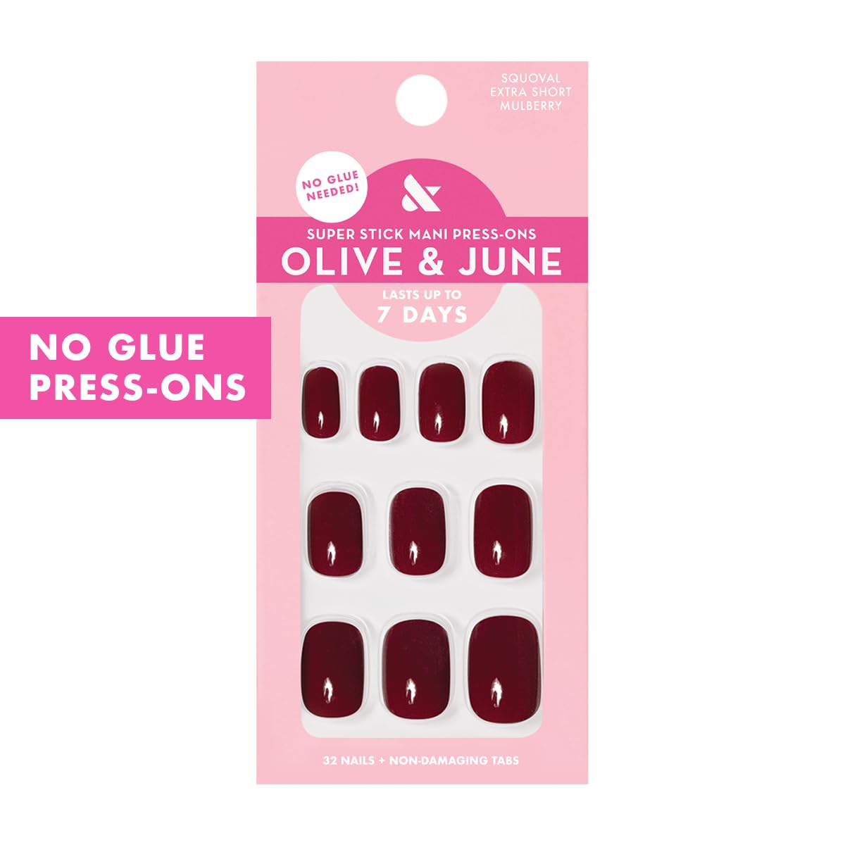 Olive & June Super Stick Press-On Nails, Mulberry