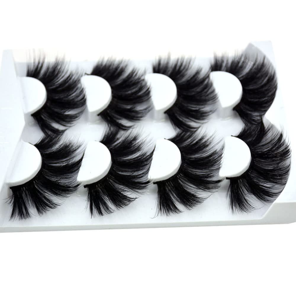 HBZGTLAD NEW 4 Pairs 3D Mink Hair False Eyelashes Criss-cross Wispy Cross Fluffy length 25mm Lashes Extension Handmade Eye Makeup Tools (MDR-5) Beauty & Personal Care HBZGTLAD