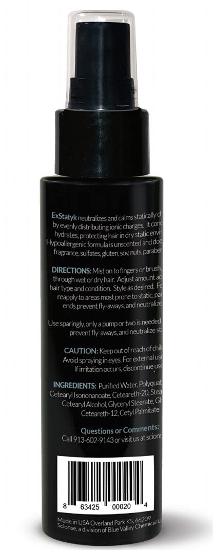 ExStatyk - Anti Static Hypoallergenic Spray, Anti- Frizz, Fragrance Free, unscented Beauty & Personal Care SCIONSE
