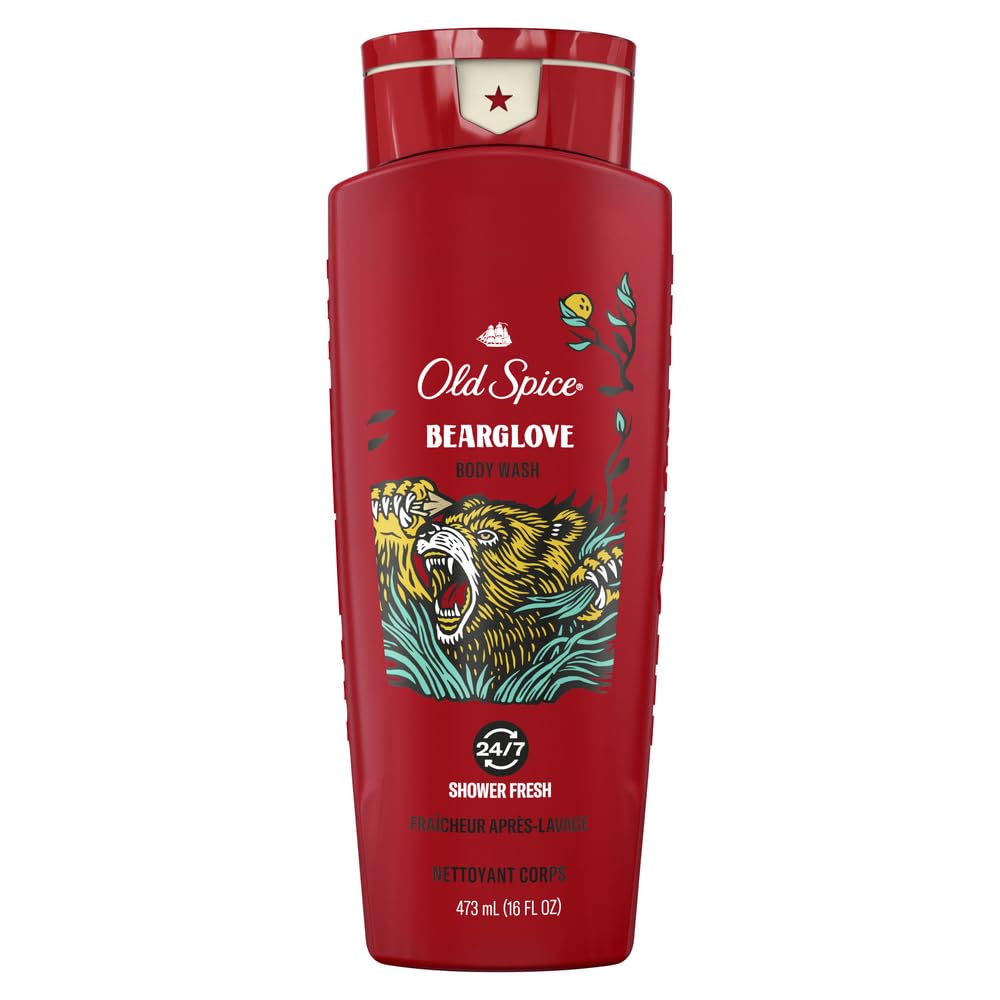 Old Spice Wild Bearglove Scent Body Wash for Men, Red 16 Oz, Packaging may vary Red Beauty & Personal Care Old Spice