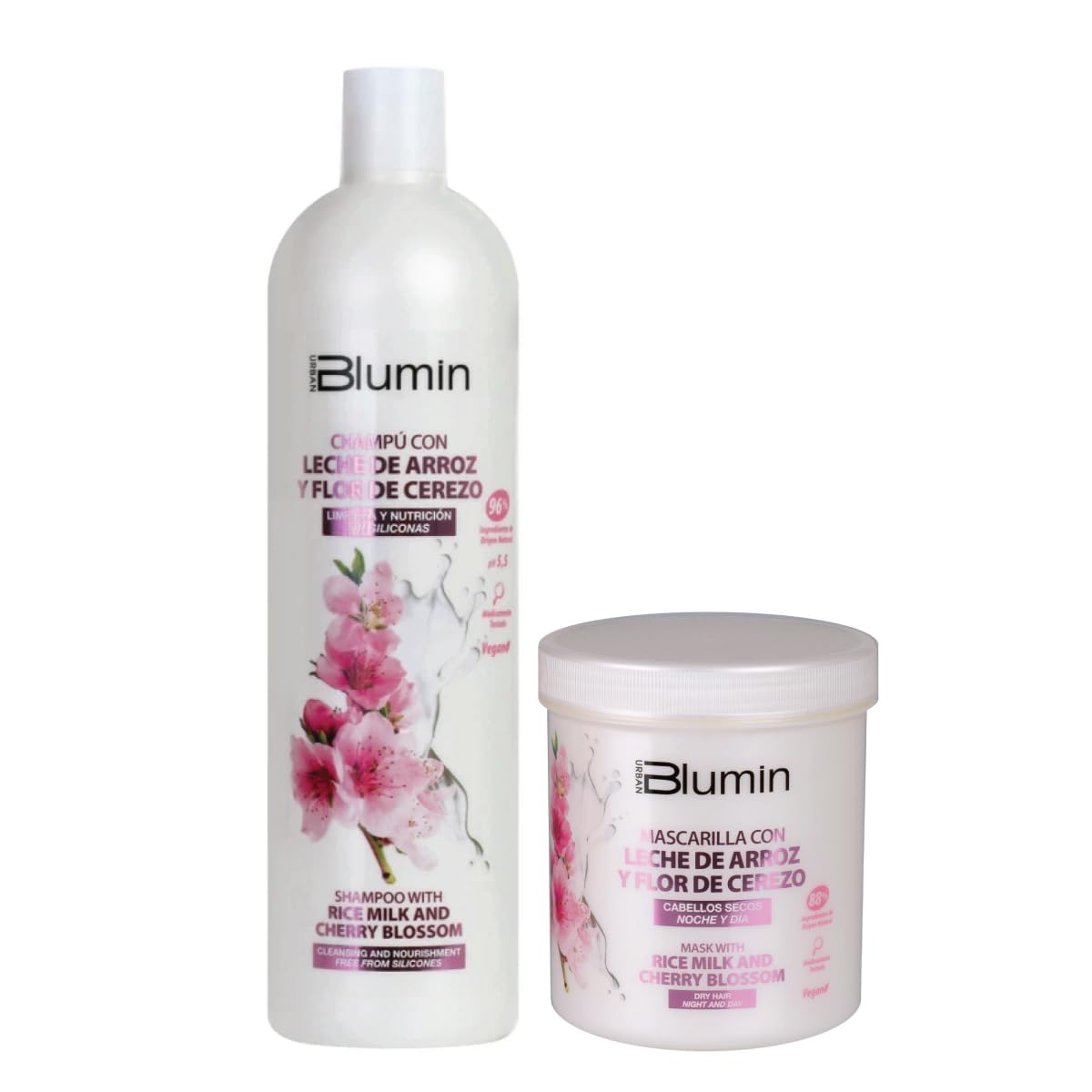 Blumin-Shampoo (1000 ml) & Mask (700 ml) Rice Milk and Cherry Blossom Beauty & Personal Care Blumin