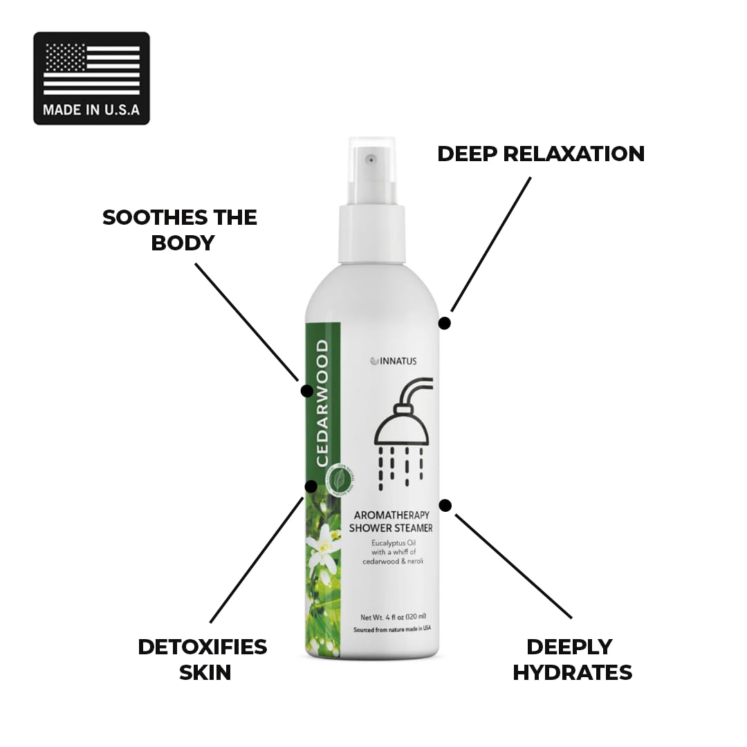 Soothing Shower Spray - 4oz Aromatherapy Shower Steamer Mist for a Spa-Like Experience - Elevates Your Shower - All-Natural Essential Oils (Cedar) Beauty and Personal Care INNATUS