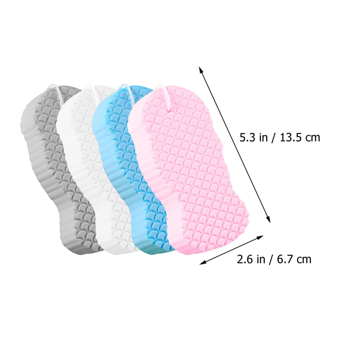 Homoyoyo 4pcs Bath Sponges Set Fish Scale Texture, Comfortable Wear-Resistant Body Scrubbers for Newborn Skin Care, Household Shower Sponge for Gentle Beauty and Personal Care Homoyoyo