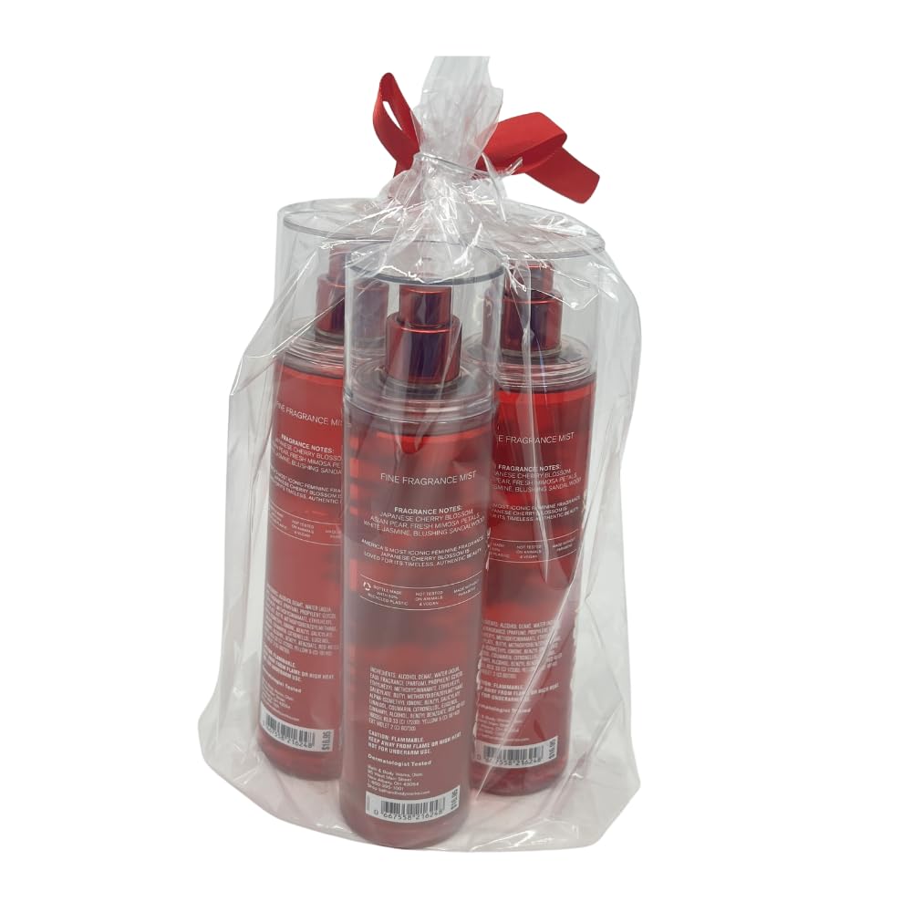 Bath & Body Works JAPANESE CHERRY BLOSSOM Fine Fragrance Mist Gift Set with a Red Bow for Holiday & Gifts - Pack of 3 Beauty & Personal Care Bath & Body Works