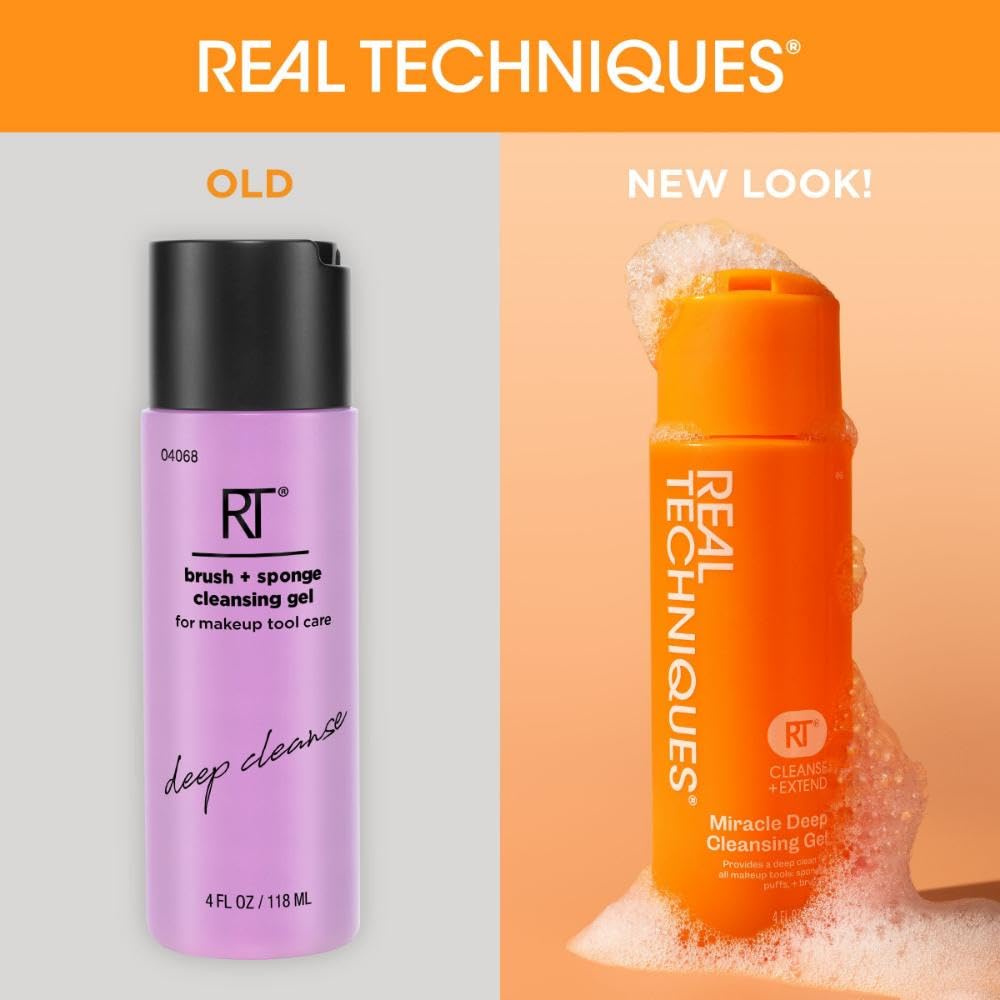 Real Techniques Miracle Deep Cleansing Gel, Makeup Brush & Sponge Cleaner Shampoo for Makeup Tools, Vegan & Cruelty-Free, 4 fl. oz./118 ml Bottle Beauty & Personal Care Real Techniques