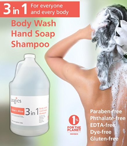 Zogics 3-in-1 Body Wash - Body Soap, Shampoo, and Hand Soap Liquid Refill All-in-One, Hydrating Plant-Based Formula, Refreshing Citrus + Aloe Scent (1 Beauty & Personal Care Zogics