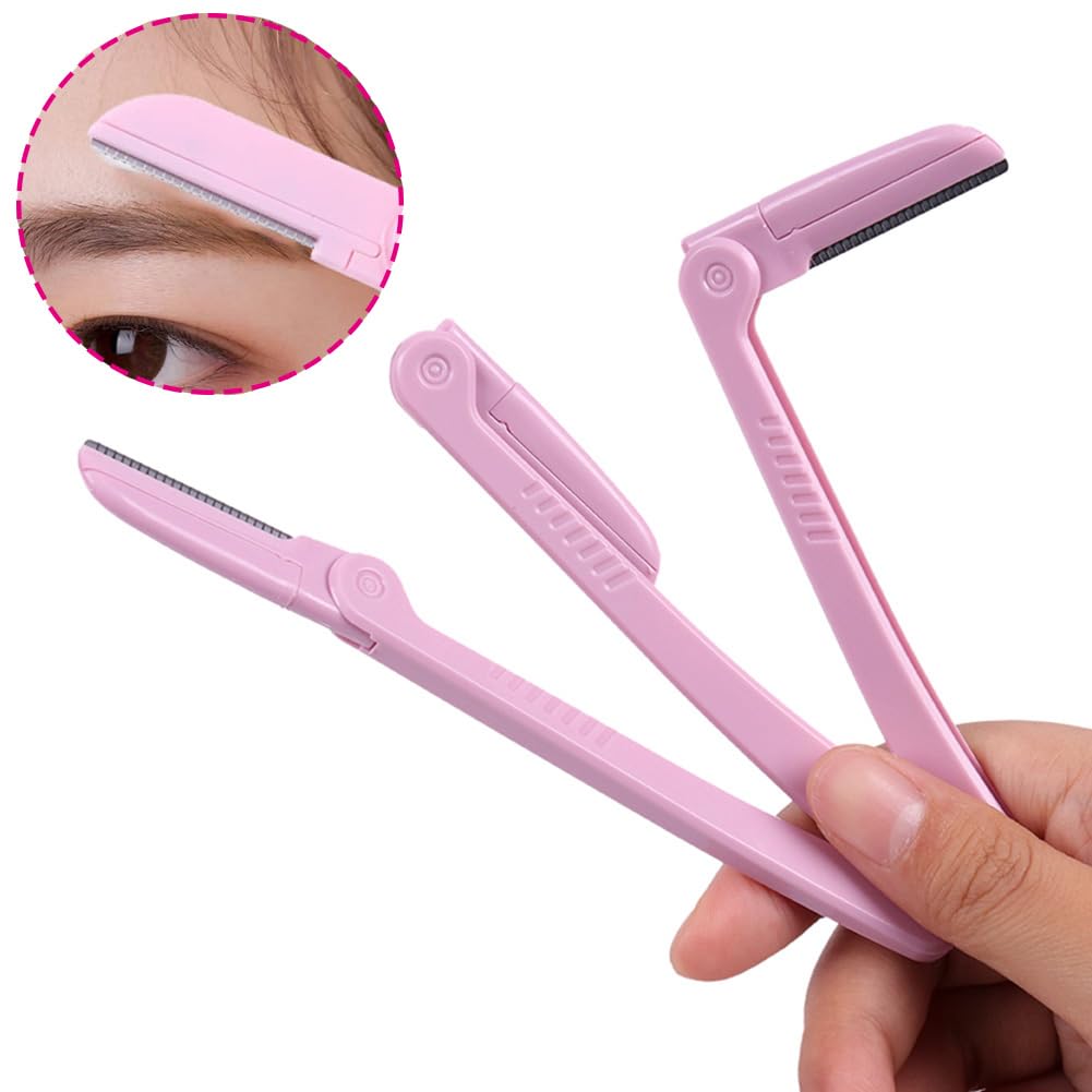 AKOAK 3 Pcs Folding Eyebrow Blade Portable Stainless Steel Mesh Beginners Protective Shaving Precision Razor, Eyebrow Trimmer for Both Men and Women Beauty and Personal Care AKOAK