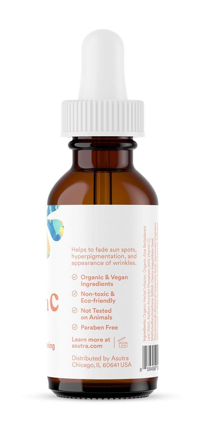 ASUTRA 20% Vitamin C Serum, 1 fl oz (Pack of 2) - Ferulic & Hyaluronic Acid, Vitamin E, Aloe, Jojoba, Brightening Face Serum Beauty & Personal Care ASUTRA